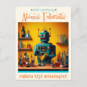 Retro Futuristic Robot ROBIA 12J2 Mixologe Postkarte (Vorderseite)