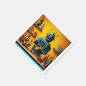 Retro Futuristic Robot ROBIA 12J2 Mixologe Serviette (Ecke)