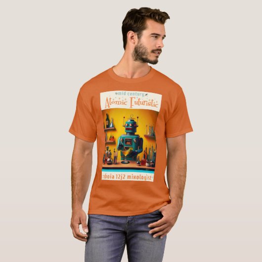 Retro Futuristic Robot ROBIA 12J2 Mixologe T-Shirt (Vorne ganz)