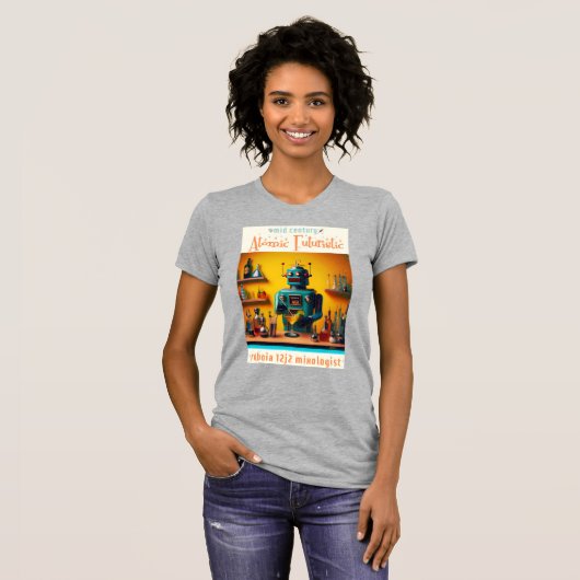 Retro Futuristic Robot ROBIA 12J2 Mixologe T-Shirt (Vorne ganz)