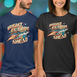 Retro Futuristic Science Fiction Rocket Typografie T-Shirt