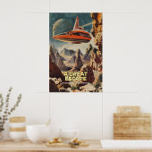 Retro-Futuristic Space Travel Art Print Alien Poster (Küche)