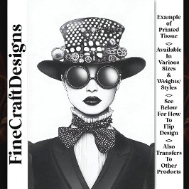 Retro Futuristic Steampunk Frau AC4 Decoupage Seidenpapier