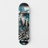 Retro-Futuristic Tech Street Art Skateboard 1 (Vorderseite)