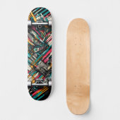 Retro-Futuristic Tech Street Art Skateboard 10 (Vorderseite)