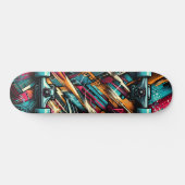 Retro-Futuristic Tech Street Art Skateboard 11 (Horizontal)