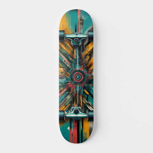 Retro-Futuristic Tech Street Art Skateboard 13 (Vorderseite)
