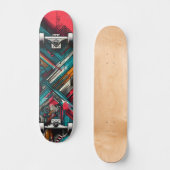 Retro-Futuristic Tech Street Art Skateboard 15 (Vorderseite)
