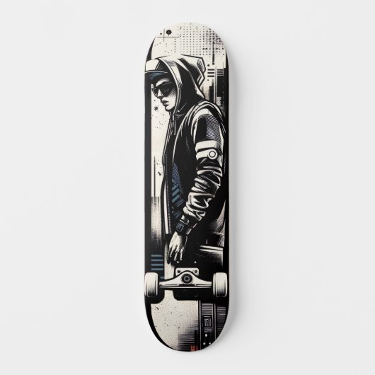 Retro-Futuristic Tech Street Art Skateboard 19 (Vorderseite)