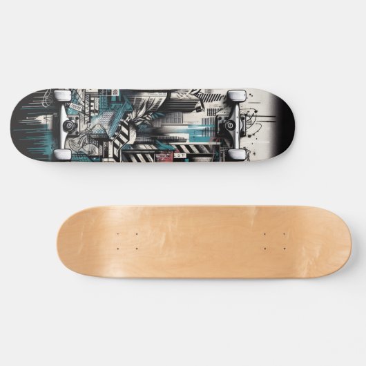Retro-Futuristic Tech Street Art Skateboard 2 (Horizontal)