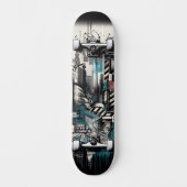 Retro-Futuristic Tech Street Art Skateboard 2 (Vorderseite)