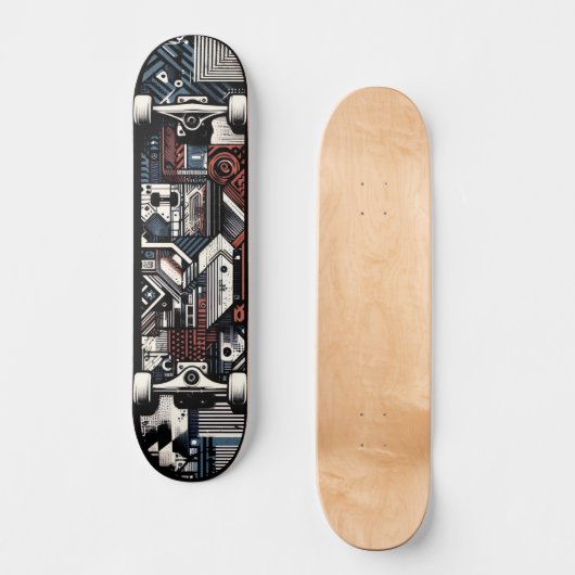 Retro-Futuristic Tech Street Art Skateboard 20 (Vorderseite)