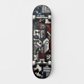 Retro-Futuristic Tech Street Art Skateboard 20 (Vorderseite)