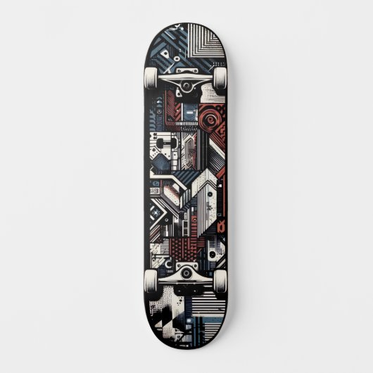 Retro-Futuristic Tech Street Art Skateboard 20 (Vorderseite)