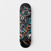 Retro-Futuristic Tech Street Art Skateboard 21 (Vorderseite)