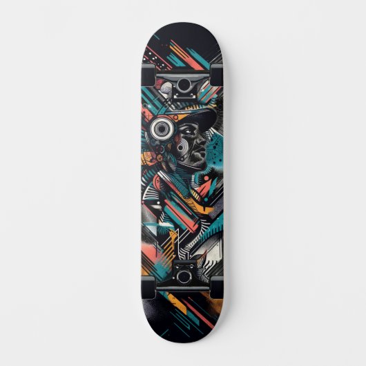 Retro-Futuristic Tech Street Art Skateboard 21 (Vorderseite)