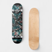 Retro-Futuristic Tech Street Art Skateboard 24 (Vorderseite)