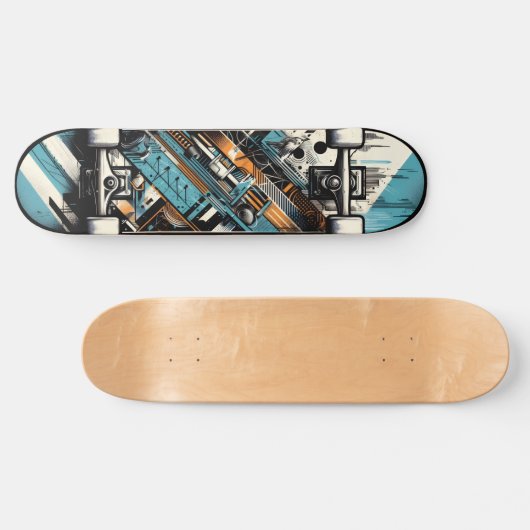 Retro-Futuristic Tech Street Art Skateboard 3 (Horizontal)