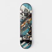 Retro-Futuristic Tech Street Art Skateboard 3 (Vorderseite)