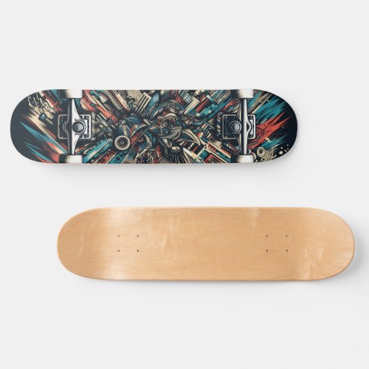 Retro-Futuristic Tech Street Art Skateboard 32 (Horizontal)