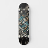 Retro-Futuristic Tech Street Art Skateboard 35 (Vorderseite)
