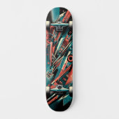Retro-Futuristic Tech Street Art Skateboard 37 (Vorderseite)