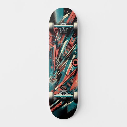 Retro-Futuristic Tech Street Art Skateboard 37 (Vorderseite)