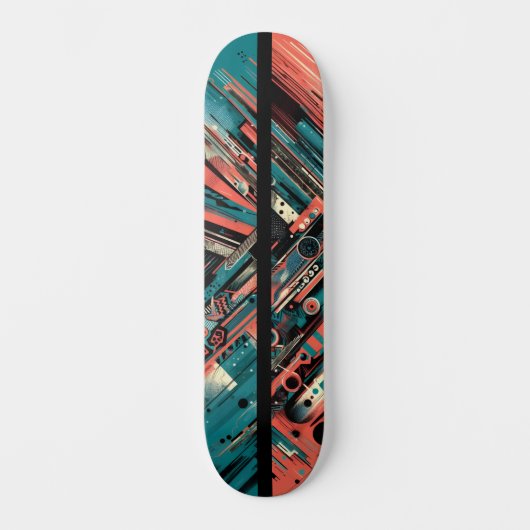 Retro-Futuristic Tech Street Art Skateboard 38 (Vorderseite)