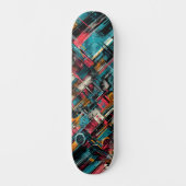 Retro-Futuristic Tech Street Art Skateboard 39 (Vorderseite)