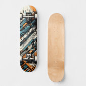 Retro-Futuristic Tech Street Art Skateboard 4 (Vorderseite)