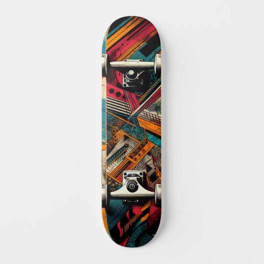 Retro-Futuristic Tech Street Art Skateboard 40 (Vorderseite)