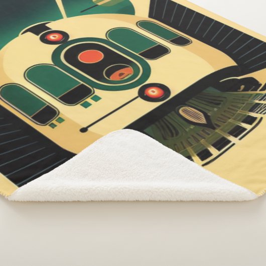 Retro Futuristic Train Sherpa Blanket Sherpadecke (3/4)