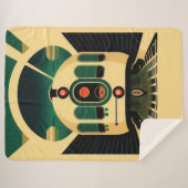 Retro Futuristic Train Sherpa Blanket Sherpadecke (Vorderseite (Horizontal))