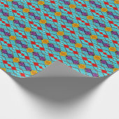 Retro Futuristic Turquoise and Red Daimonds Geschenkpapier (Ecke)