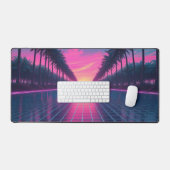 Retro-Futuristic Vaporwave Desk Mat mit Neon Palm Schreibtischunterlage (Tastatur & Maus)