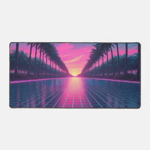Retro-Futuristic Vaporwave Desk Mat mit Neon Palm Schreibtischunterlage
