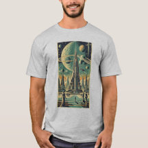 Retro-futuristische Alien-Stadt-Postkarten-Kunst
