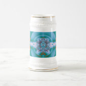 Retro-futuristische Aqua-Korallen-Abstraktkunst Bierglas (Mittel)