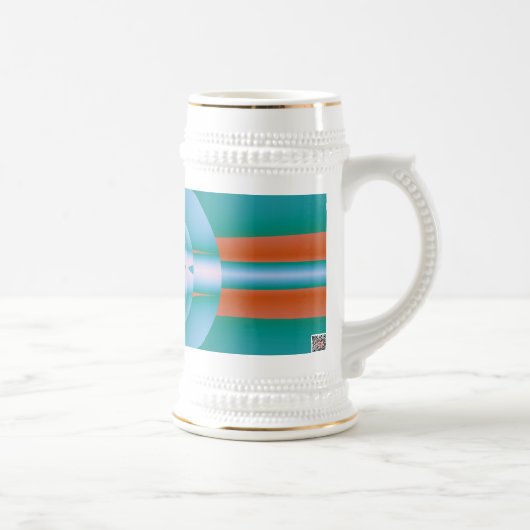 Retro-futuristische Aqua-Korallen-Abstraktkunst Bierglas (Rechts)