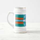 Retro-futuristische Aqua-Korallen-Abstraktkunst Bierglas (Links)