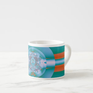 Retro-futuristische Aqua-Korallen-Abstraktkunst Espressotasse