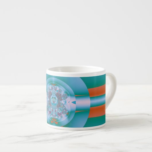 Retro-futuristische Aqua-Korallen-Abstraktkunst Espressotasse (Vorderseite Rechts)