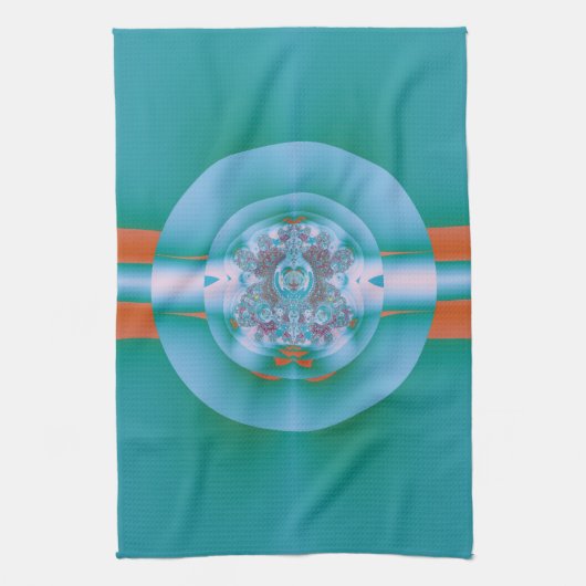 Retro-futuristische Aqua-Korallen-Abstraktkunst Handtuch (Vertikal)
