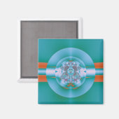 Retro-futuristische Aqua-Korallen-Abstraktkunst Magnet (Vorderseite/Rückseite)