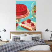 Retro futuristische Kuchen Stretched Canvas Print Leinwanddruck (Insitu (Schlafzimmer))