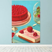 Retro futuristische Kuchen Stretched Canvas Print Leinwanddruck (Insitu (Holzboden))