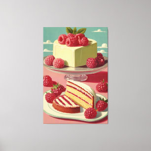 Retro futuristische Kuchen Stretched Canvas Print Leinwanddruck