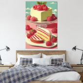 Retro futuristische Kuchen Stretched Canvas Print Leinwanddruck (Insitu (Schlafzimmer))