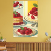 Retro futuristische Kuchen Stretched Canvas Print Leinwanddruck (Insitu (Wohnzimmer))