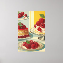 Retro futuristische Kuchen Stretched Canvas Print Leinwanddruck